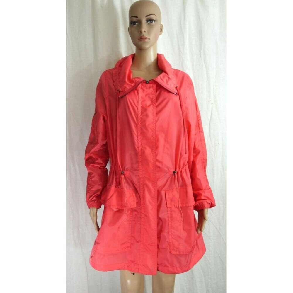 Coach New York Coral Pink Lightweight Full Zip Hooded Jacket Womens Size Small